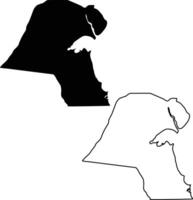 Map of Kuwait Silhouette Flat and Outline vector