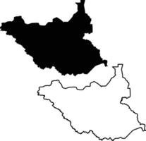Map of South Sudan Silhouette Flat and Outline Design vector