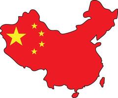 Map of China with Flag on White Background vector