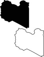 Map of Libya Silhouette Flat and Outline Design vector
