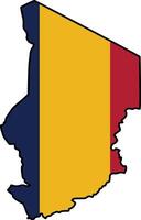 Map with Chad Flag Design on White Background vector