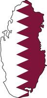 Map of Qatar with Flag on White Background vector