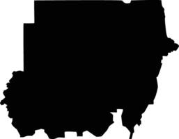 Map of Sudan Silhouette Flat Design vector