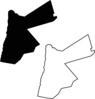 Map of Jordan Silhouette Flat and Outline Design vector