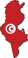 Map with Tunisia Flag Design on White Background vector