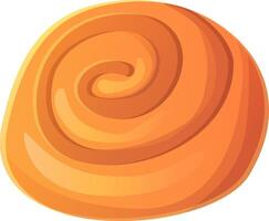 illustration of a single cinnamon roll bun in cartoon style. Swirled pastry with warm golden tones, perfect for bakery designs, breakfast menus, and food packaging. vector