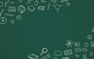 Back to school chalk doodle style on blackboard. illustration vector