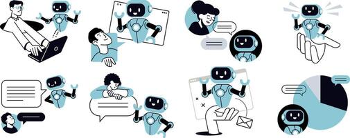 Robot icons for digital communication concepts vector