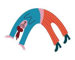 Acrobat Performing a Backbend Isolated Illustration. The figure is portrayed in vibrant colors with dynamic curves and playful design elements vector
