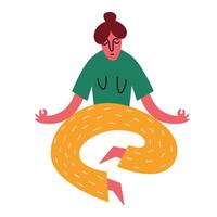 Woman Meditating in Lotus Pose Isolated Illustration in a minimalistic style. vector