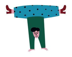 Handstand Illustration of Cheerful Character. Women performing a handstand with a happy expression. vector