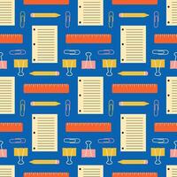 Colorful stationery pattern on blue background vector