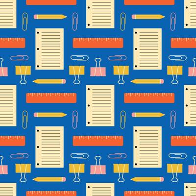 Stationery Pattern Illustration with Office Supplies.