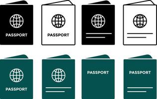 passport icon set . International travel global card. document identification immigration sign. flight ticket icons. vector