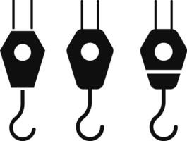 Hook icon set. Crane hook icons. Industrial lifting equipment symbol for construction. heavy machinery. cargo handling vector