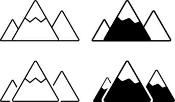 mountain icon set. environmental conservation. closed within a triangular shape. vector