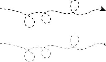 Long squiggly dashed. ideal for decorative borders. Abstract long spiral waving chart. Curved dotted arrow. hand drawn wavy curve dotted arrows icons vector