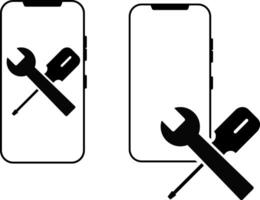 Repair phone icon set. Smartphone breakdown and recovery. phone service symbol. technical device support vector