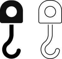 Hook icon set. Crane hook icons. Industrial lifting equipment symbol for construction. heavy machinery. cargo handling. vector