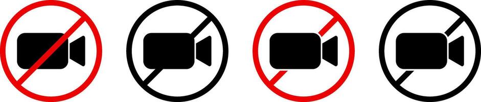 no camera icon set. recording prohibited icons. Prohibited symbol sign set. prohibit icon logo collection. Stop photograph warning symbols vector