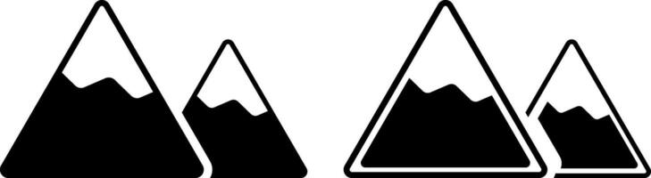 mountain icon set. environmental conservation. closed within a triangular shape vector