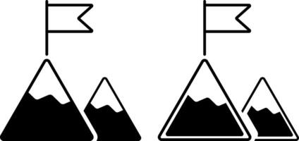 mountain flag icon set. symbolizing achievement. environmental conservation. closed within a triangular shape vector