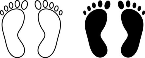 footprints icon set. Step footprints paths. footstep prints steps symbol. Foot imprint icon collection. representing walking symbols vector
