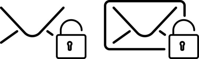 Message or email Lock icon set . Secure email with padlock symbol. cyber security. private communication. vector