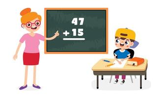 Classroom Scene With Student And Teacher vector