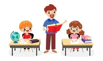 Classroom With Cartoon Students vector