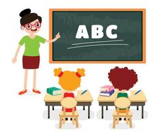 Classroom Scene With Cartoon Students vector