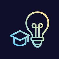 Illuminated Intellect Graduation Cap and Bulb. Icon symbol illustration vector
