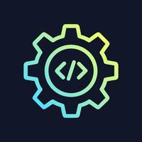 Code inside gear technology gradient. Icon symbol illustration vector