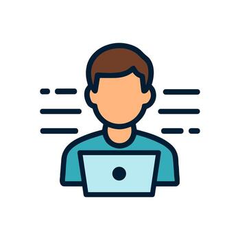 sin rostro descifrador mecanografía a computadora. icono símbolo ilustración vector