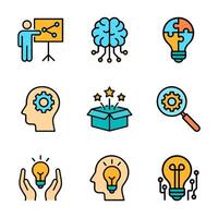 Cognitive Processes Illustrated Ideas Innovation Thinking. Icon symbol illustration vector