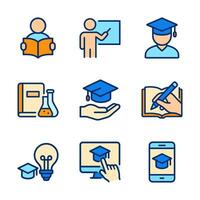 Educational icon set learning knowledge. Icon symbol illustration vector
