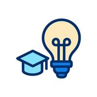 Academic lightbulb illuminating knowledges ascent. Icon symbol illustration vector