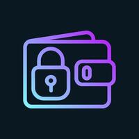 Gradient wallet icon secures funds. Icon symbol illustration vector