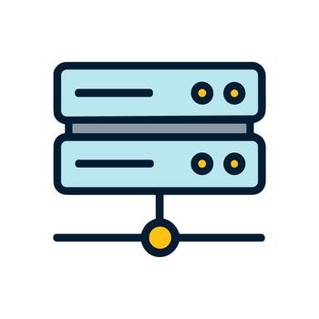 doble servidor estante con red nodo. icono símbolo ilustración vector