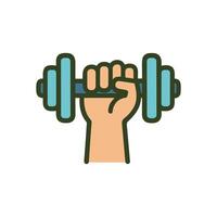 Person lifting a dumbbell with one hand. Icon symbol illustration vector