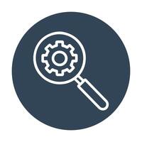 Gears Inspection Cogwheel Viewed Through Magnifier. Icon symbol illustration vector