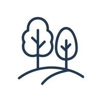 Two trees on a small hill. Icon symbol illustration vector