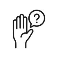 Questioning Hand Seeking Understanding. Icon symbol illustration vector