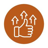 Thumbs up boost within a circle. Icon symbol illustration vector