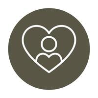 Heart embraces a person in circle. Icon symbol illustration vector