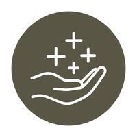 Open hand offering gleaming symbols of purity. Icon symbol illustration vector