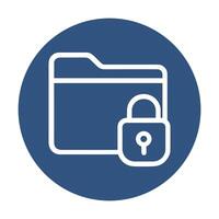 Secure data in blue enclosure. Icon symbol illustration vector