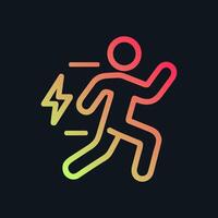 Electrified runner bursting with speed. Icon symbol illustration vector