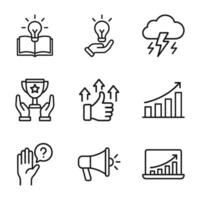 Strategic icons representing growth and knowledge. Icon symbol illustration vector