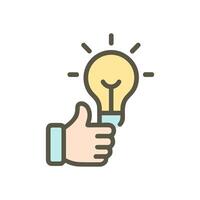 Idea approval Lightbulb thumbs up. Icon symbol illustration vector